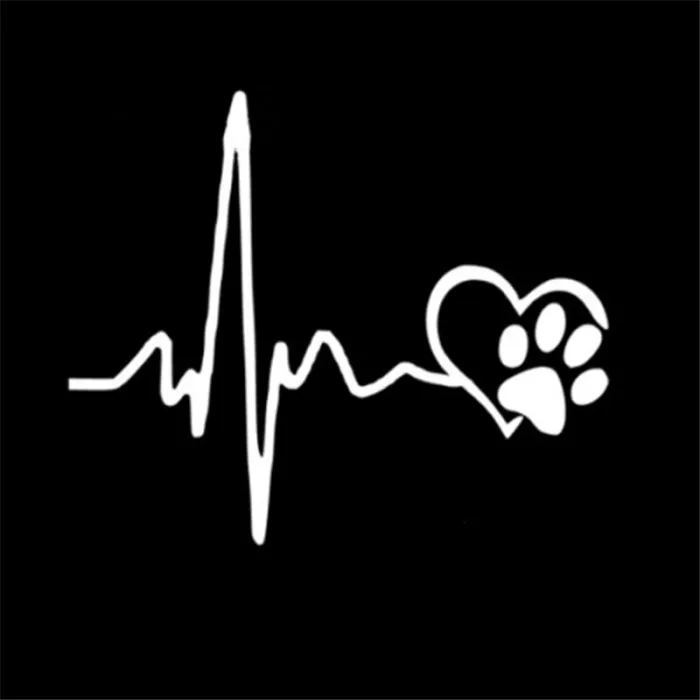 Heartbeat & pet footprint - autocollant vinyle